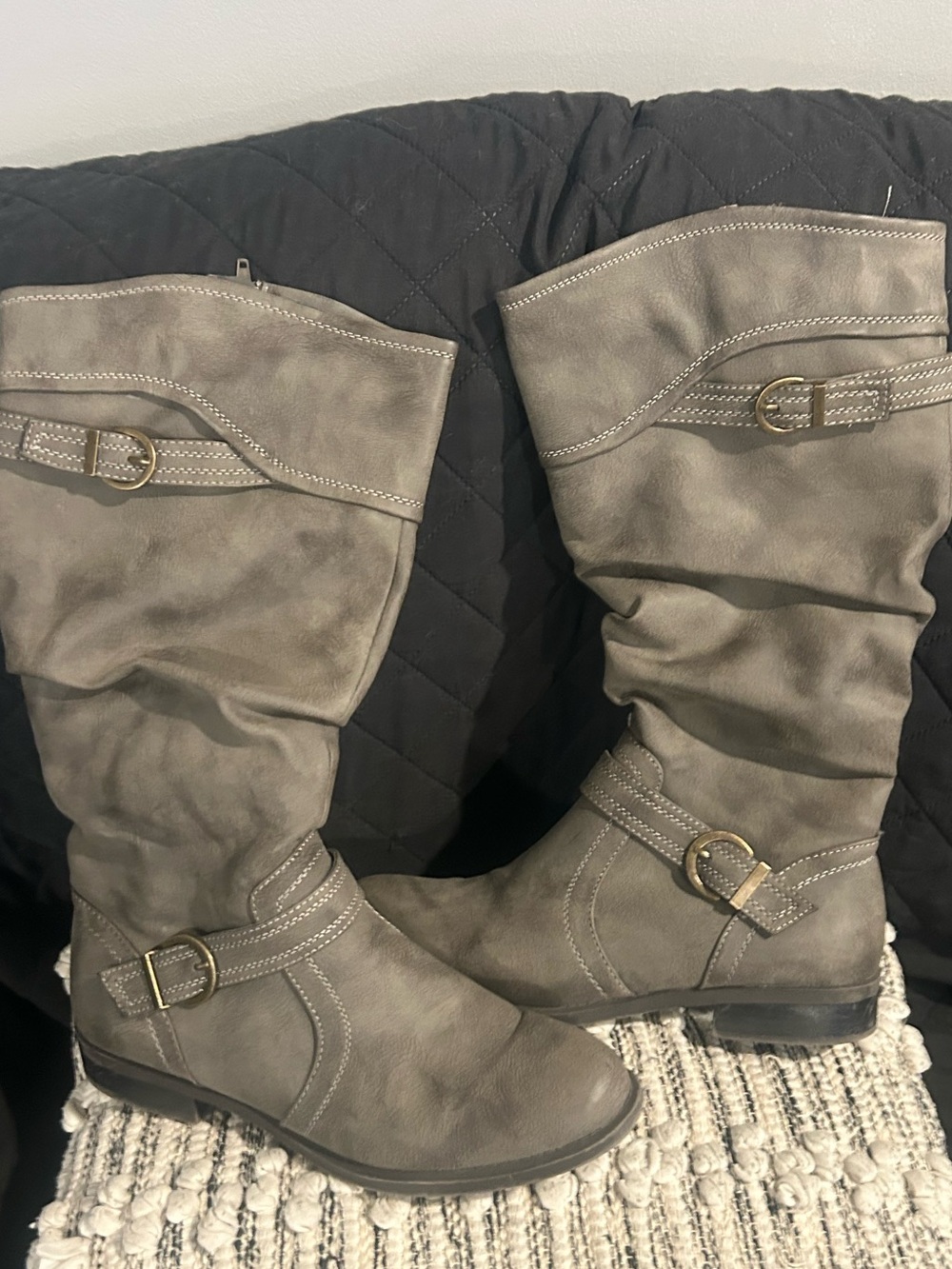 Ariat Gray Mid-Calf Buckle Riding Boots